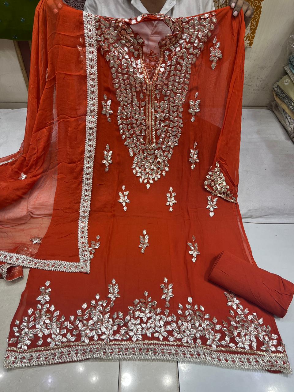 Georgette Unstitched Gotta patti suits