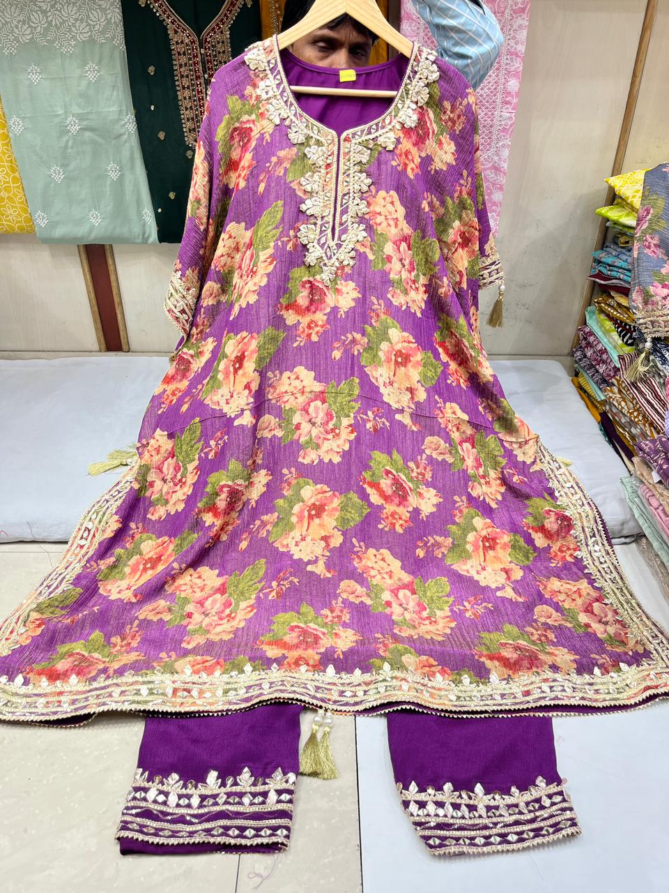 Crushed tissue kaftan