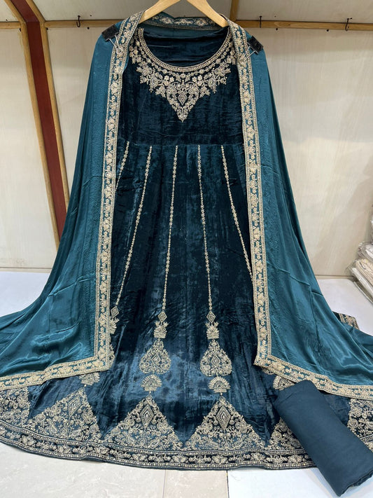 Velvet Semi Stiched  Aanarkali