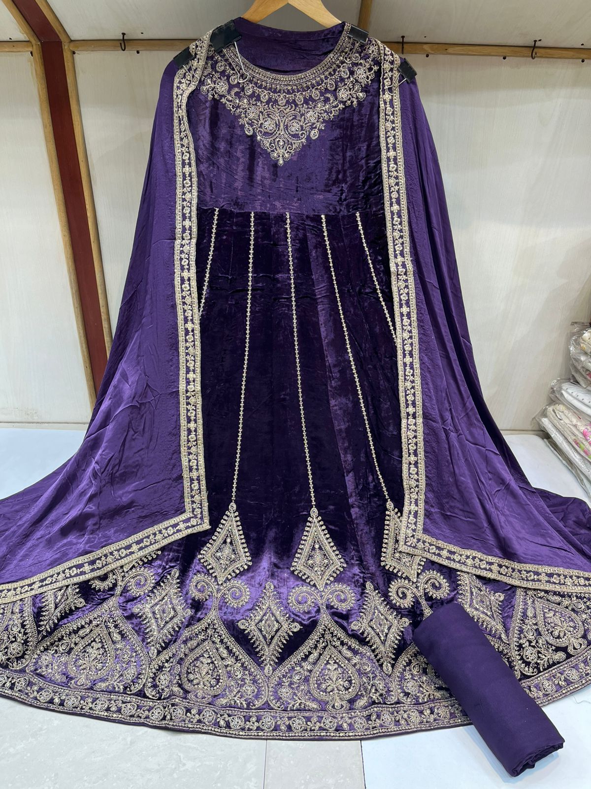 Velvet Semi Stiched  Aanarkali