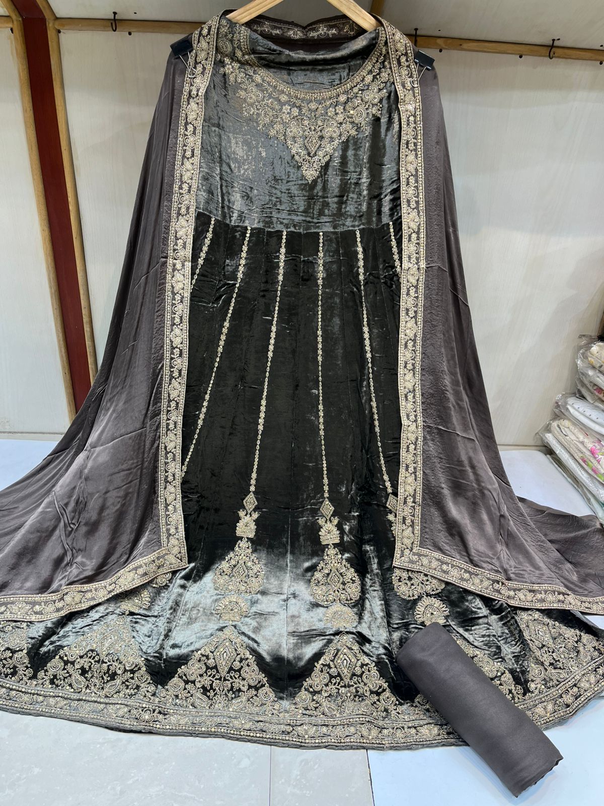 Velvet Semi Stiched  Aanarkali