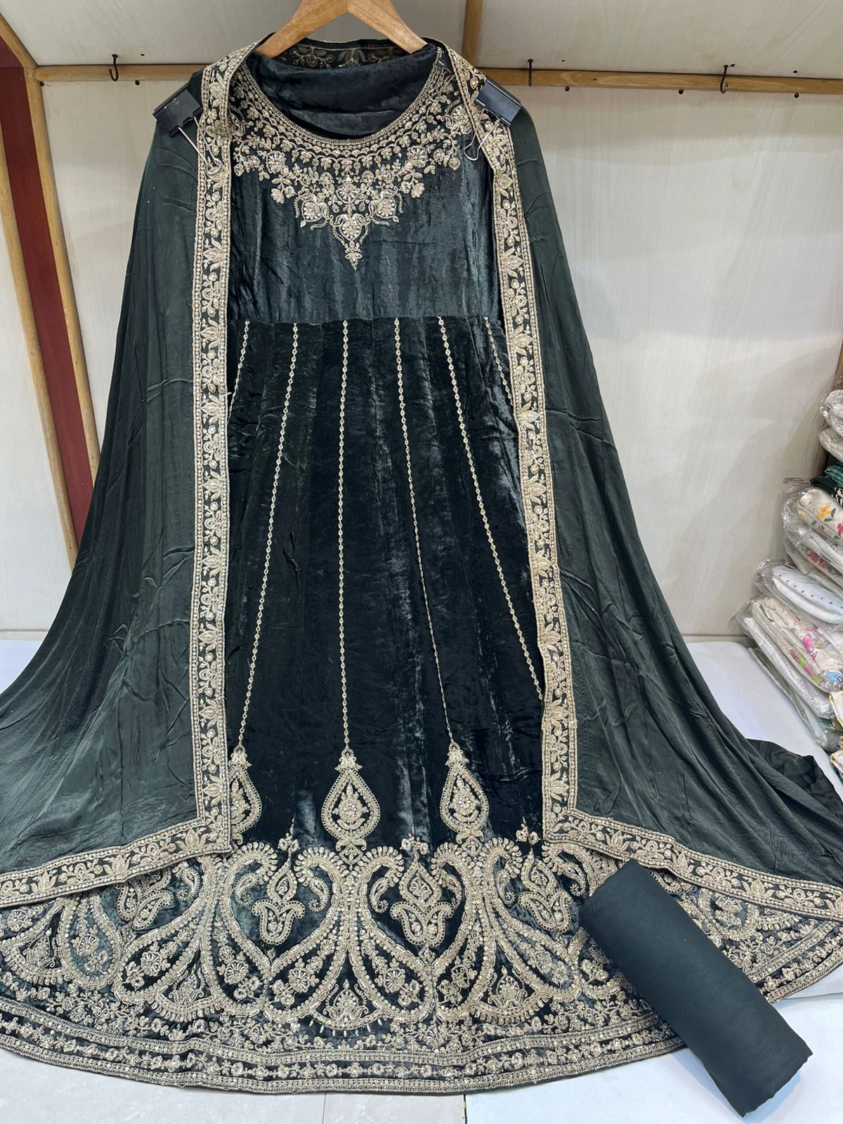 Velvet Semi Stiched  Aanarkali