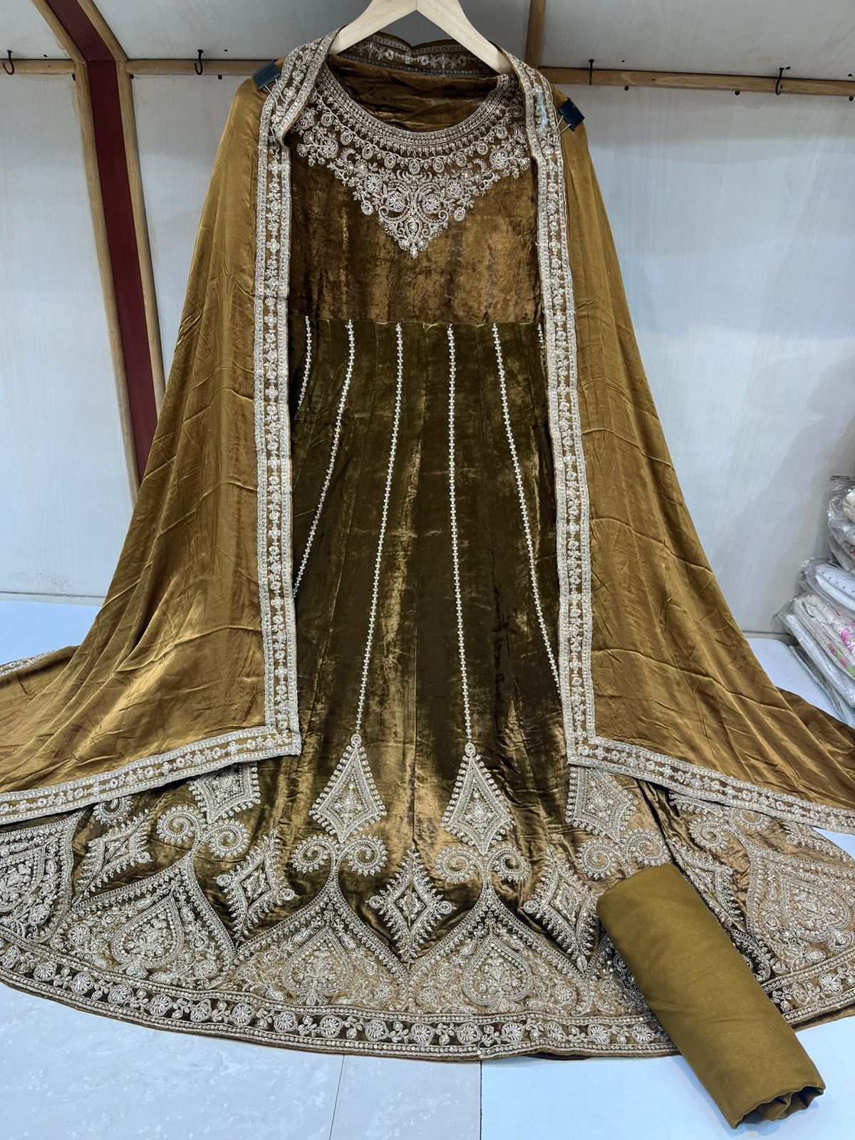 Velvet Semi Stiched  Aanarkali