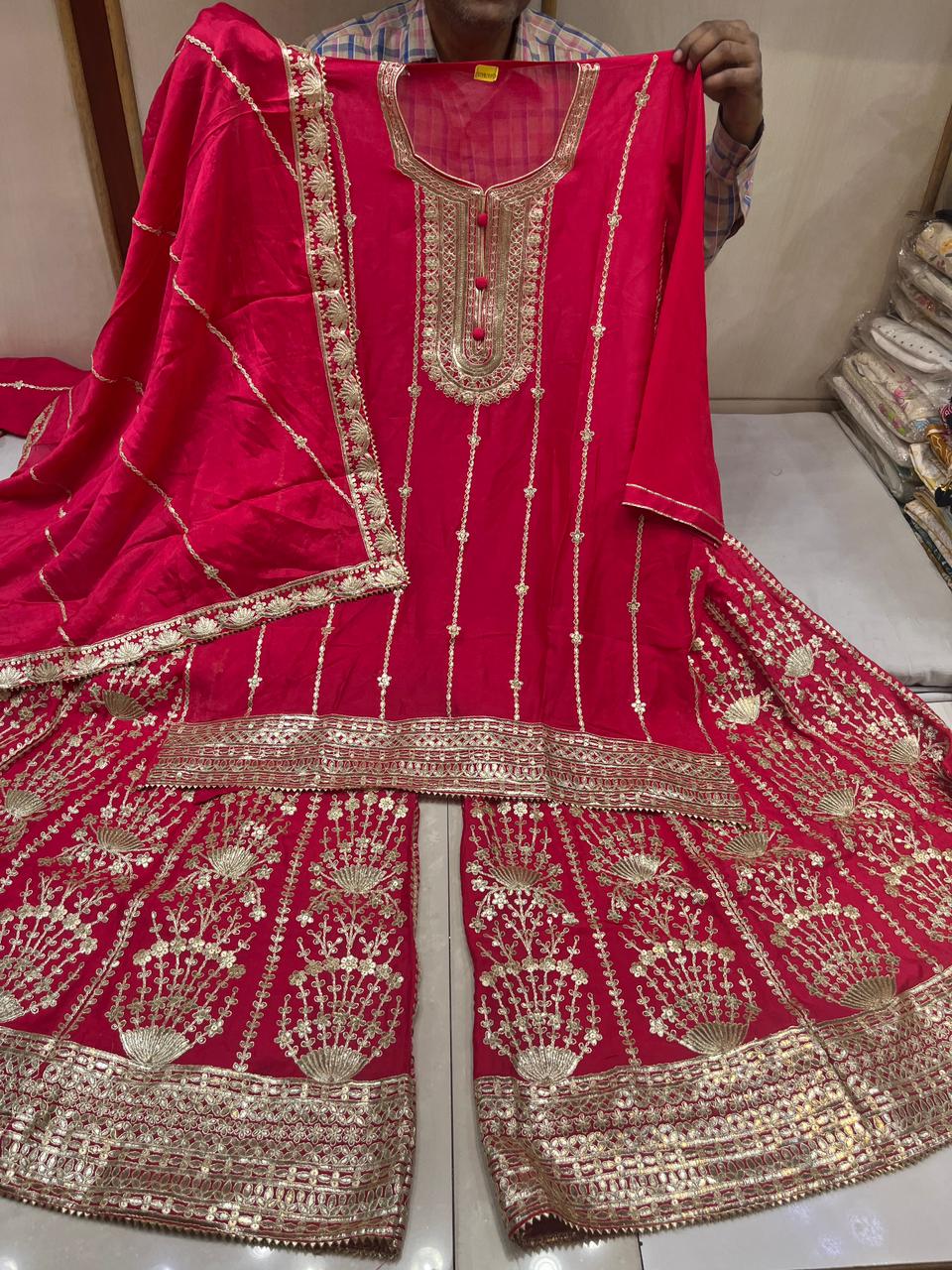 Vibrant Zari Unstitched Sharara