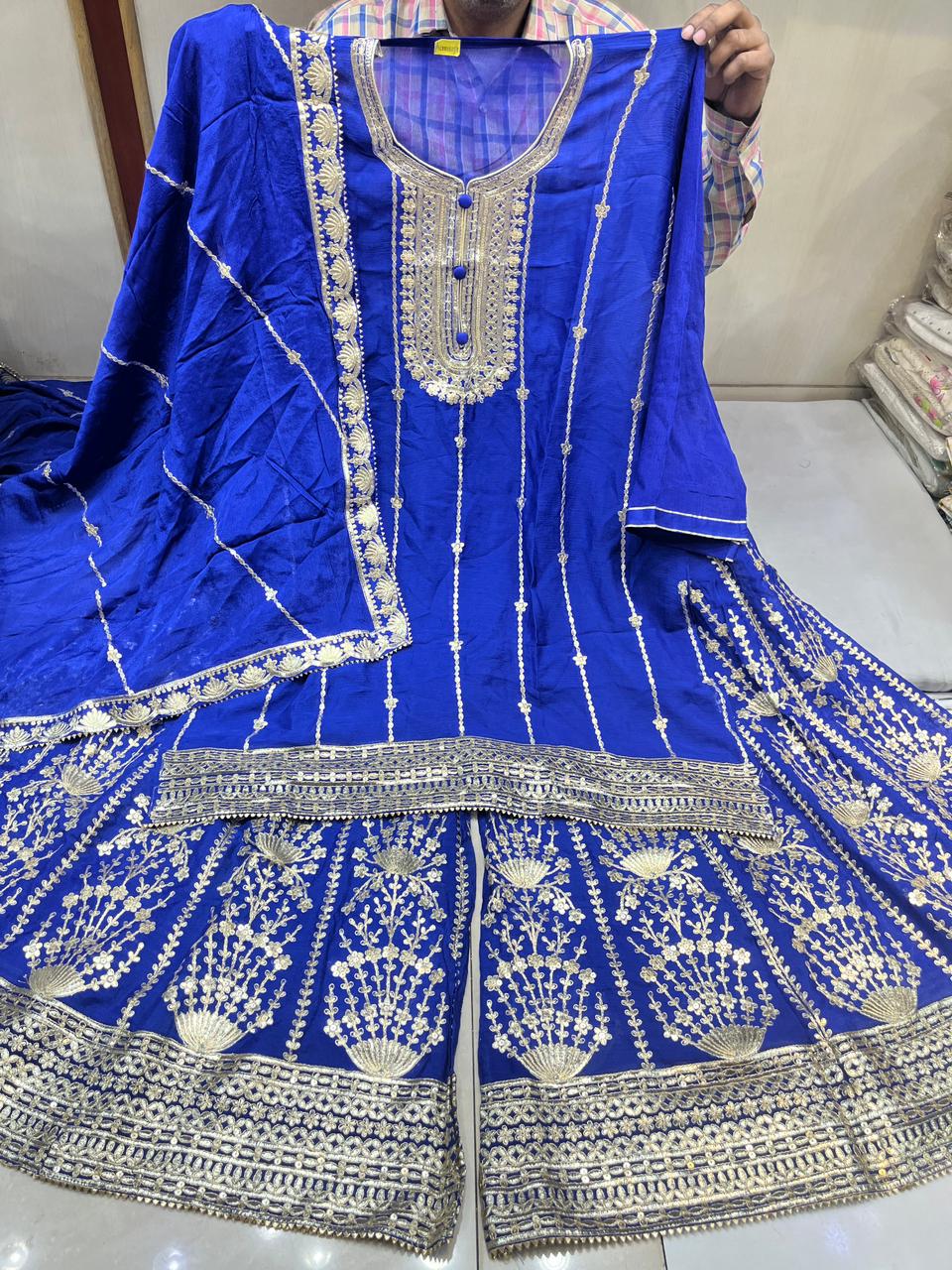 Vibrant Zari Unstitched Sharara