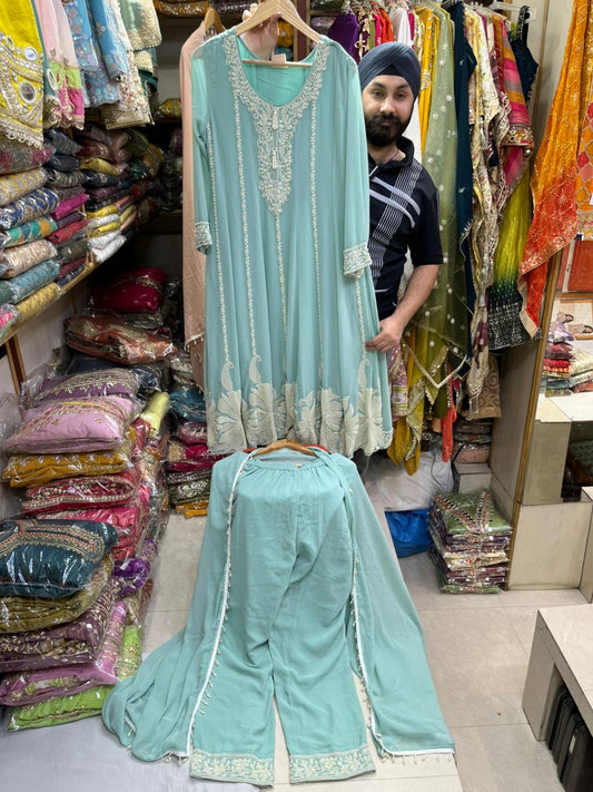 Pearl Hand Work Anarkali Pant Suits