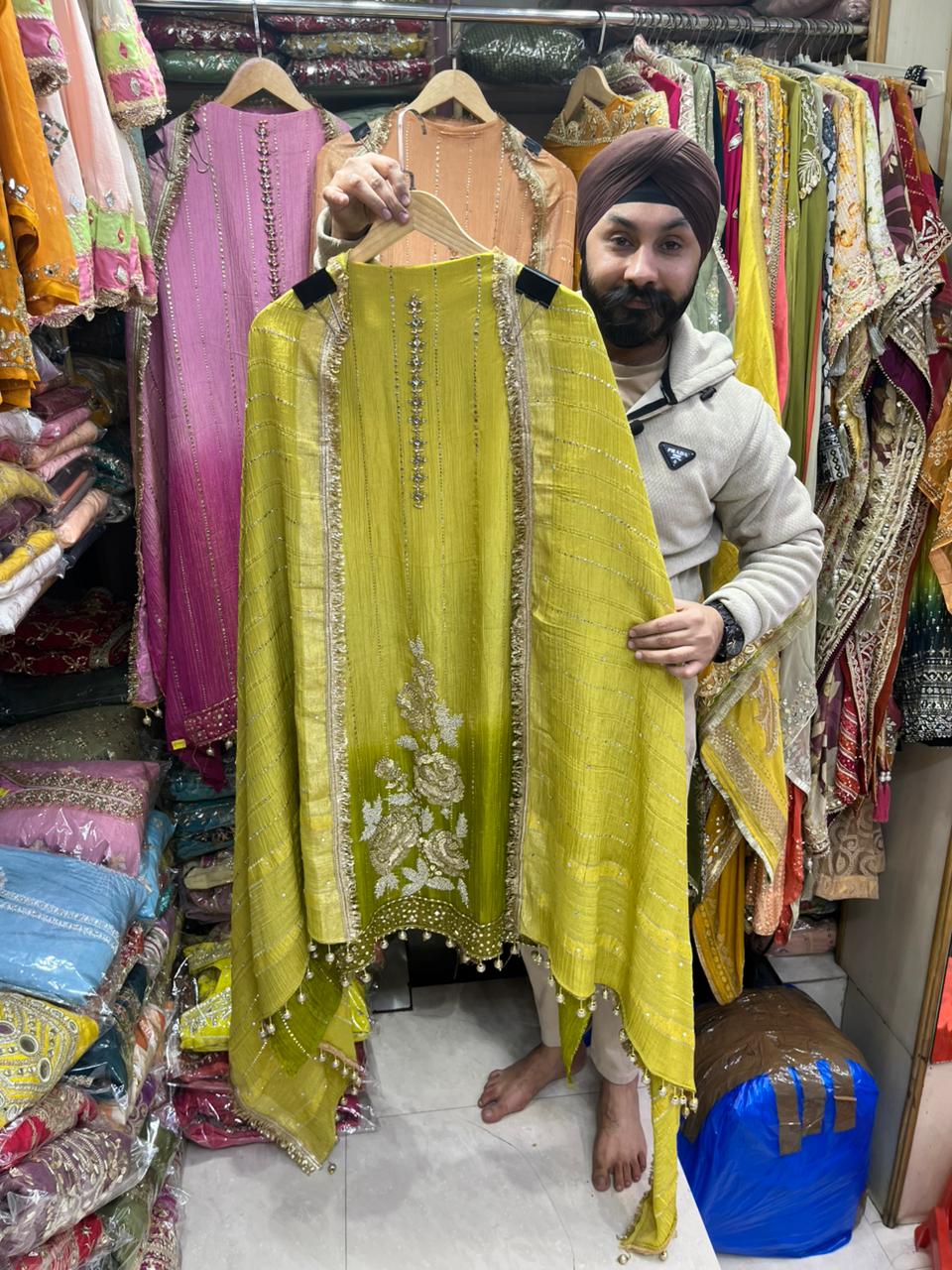 Pure Crush Shimmer Handwork Designer Suits