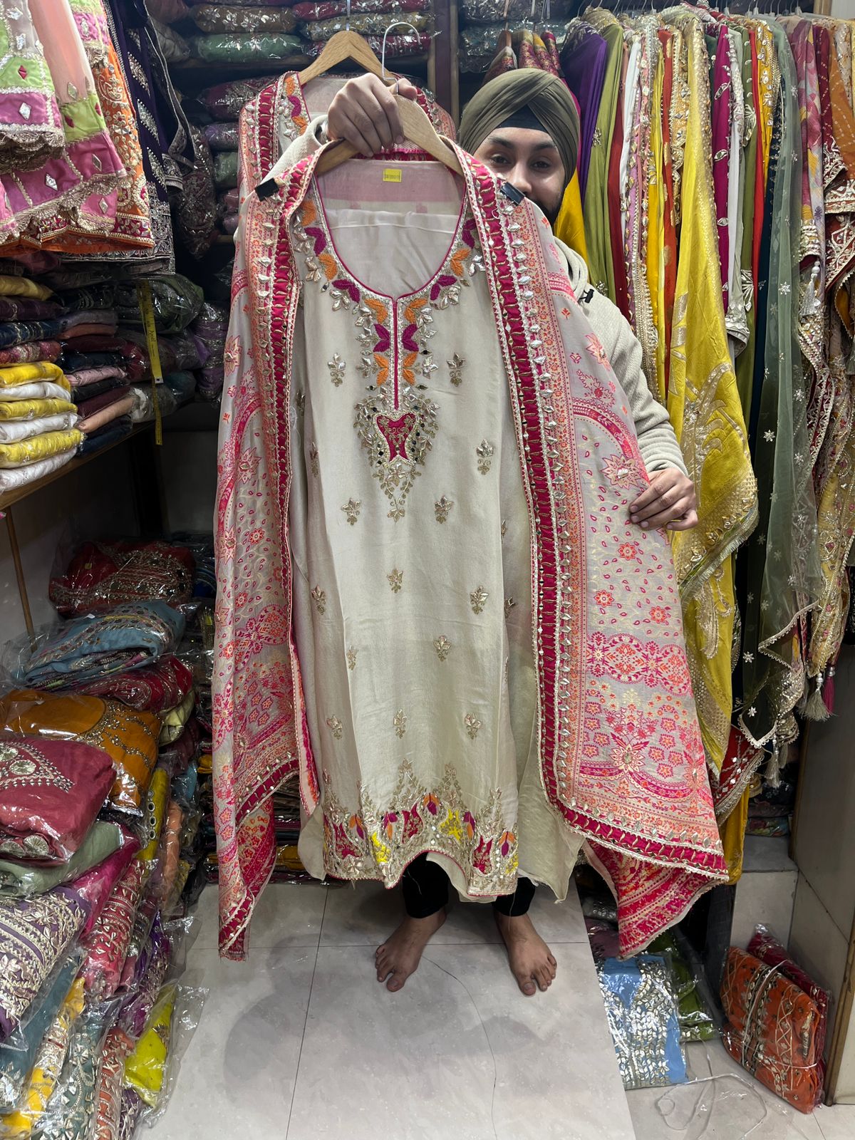 Beige Colour Pure Shimmer Gotta Suit