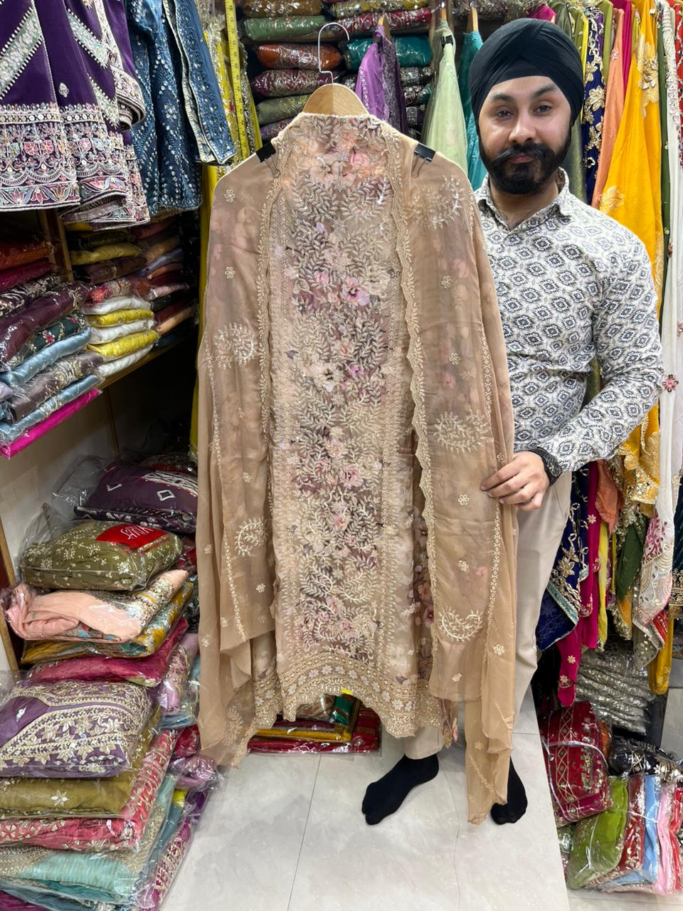 Pure Organza Pakistani Nalki Thread Work Suits