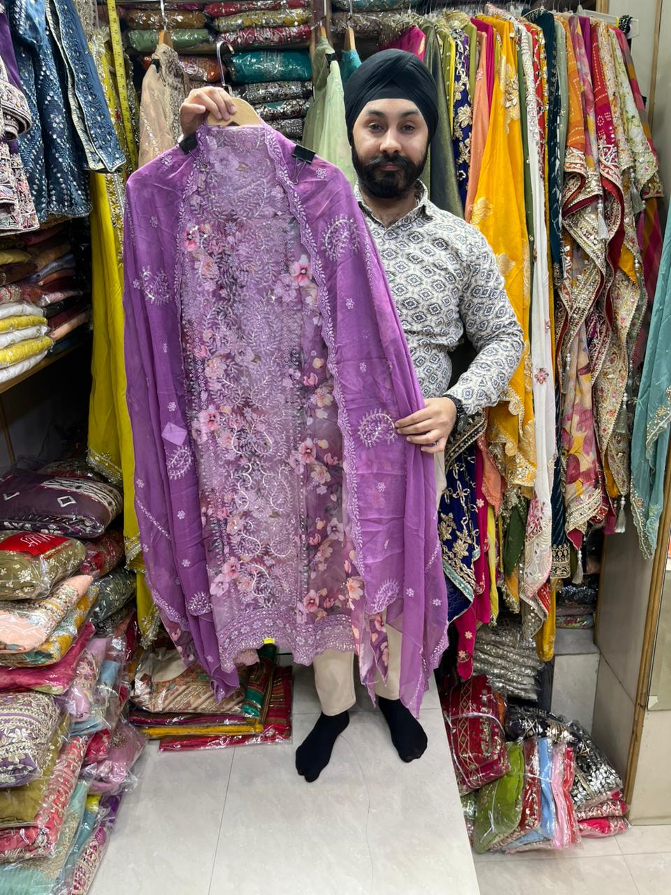 Pure Organza Pakistani Nalki Thread Work Suits