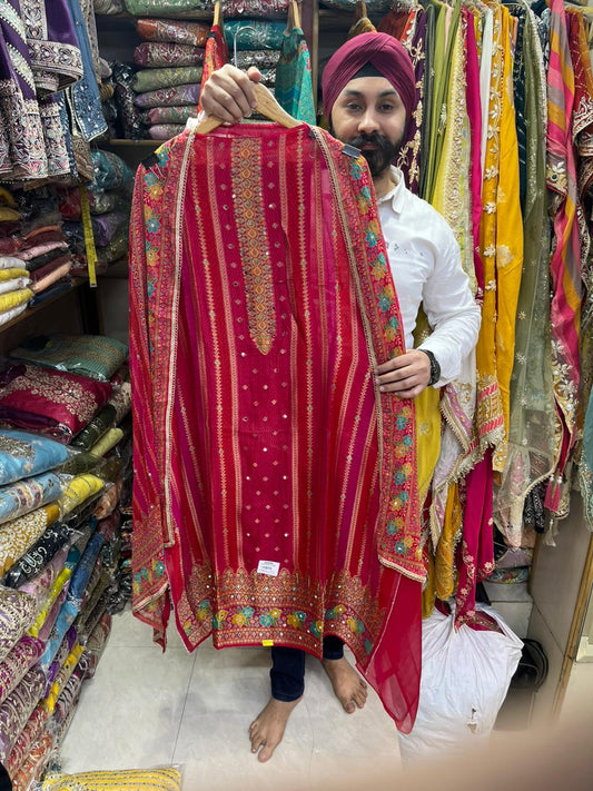 Soft Organza Banarasi Weave Mirror Suits