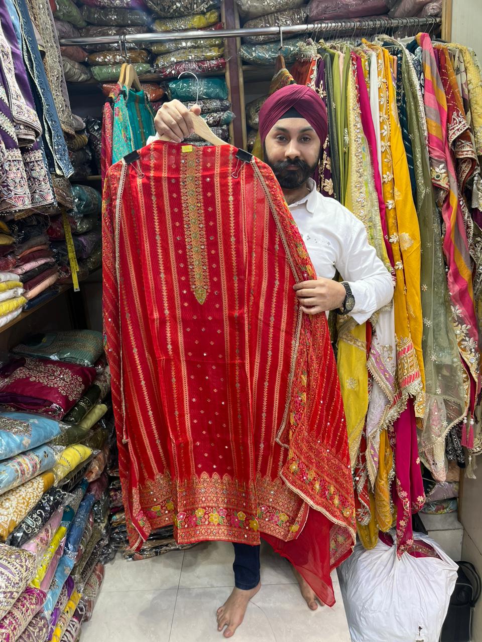 Soft Organza Banarasi Weave Mirror Suits