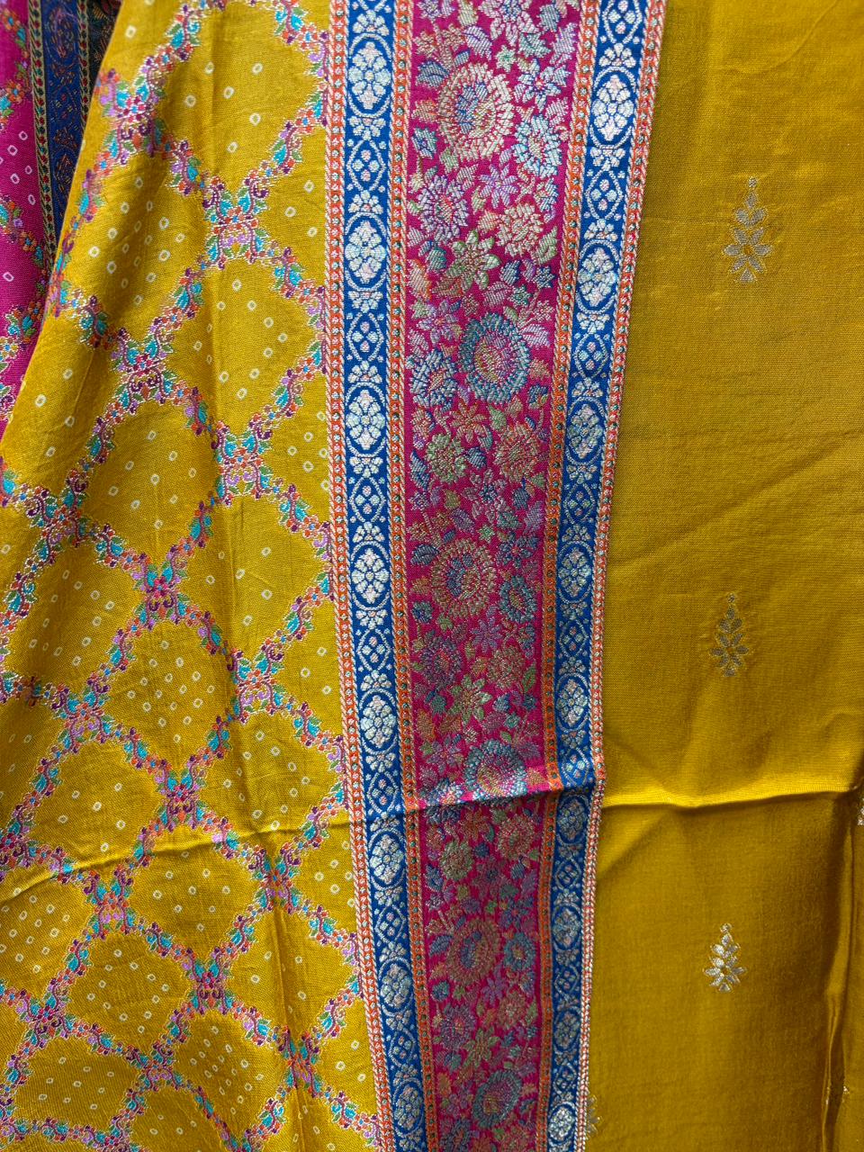 Pure Silk Position Print Bandhni Dupatta Bottom Work