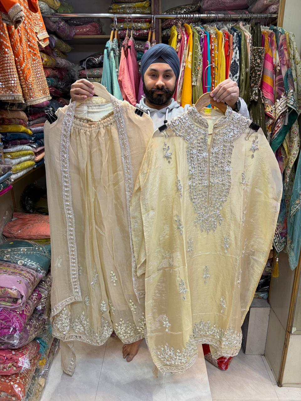 Pure Shimmer Gotta Patti Semi Stitched Sharara Suit