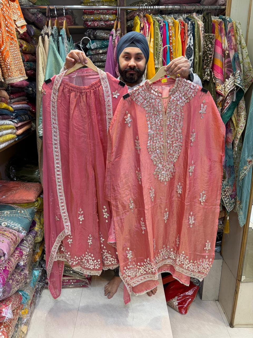 Pure Shimmer Gotta Patti Semi Stitched Sharara Suit