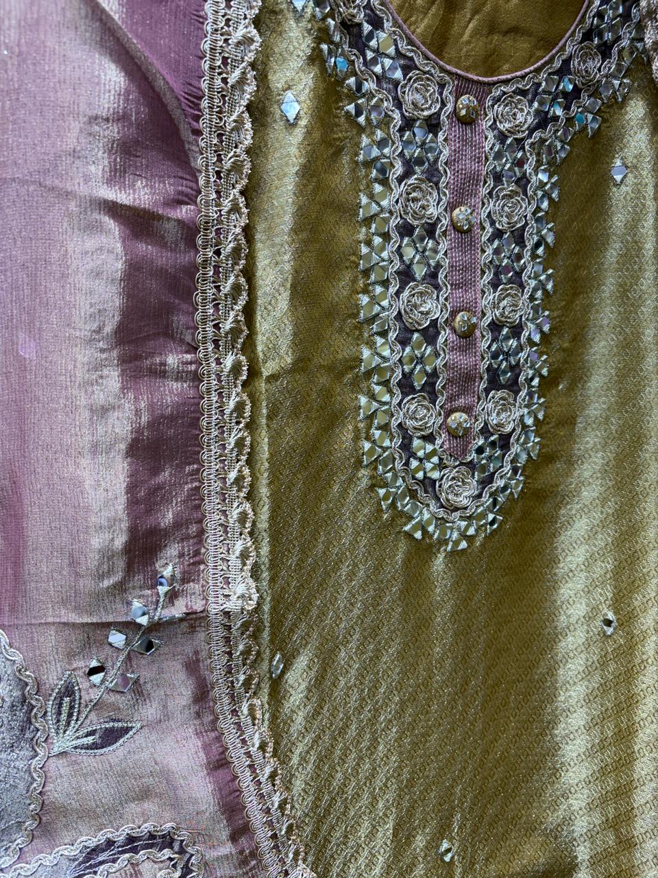 Pure Shimmer Mirror and Applique Work Suit