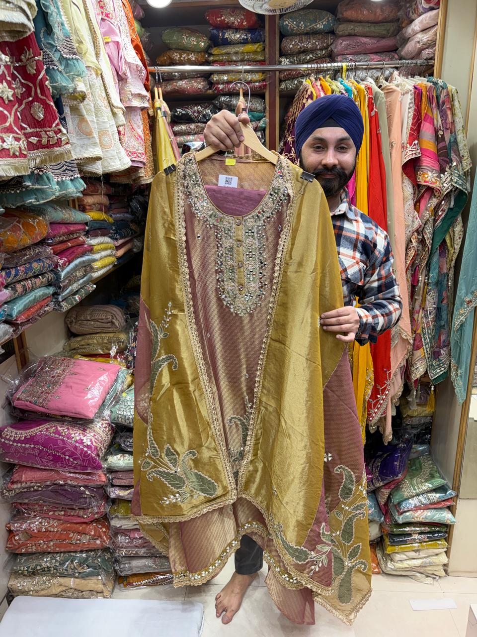 Pure Shimmer Mirror and Applique Work Suit