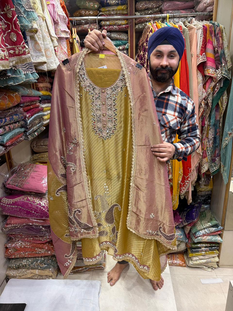 Pure Shimmer Mirror and Applique Work Suit