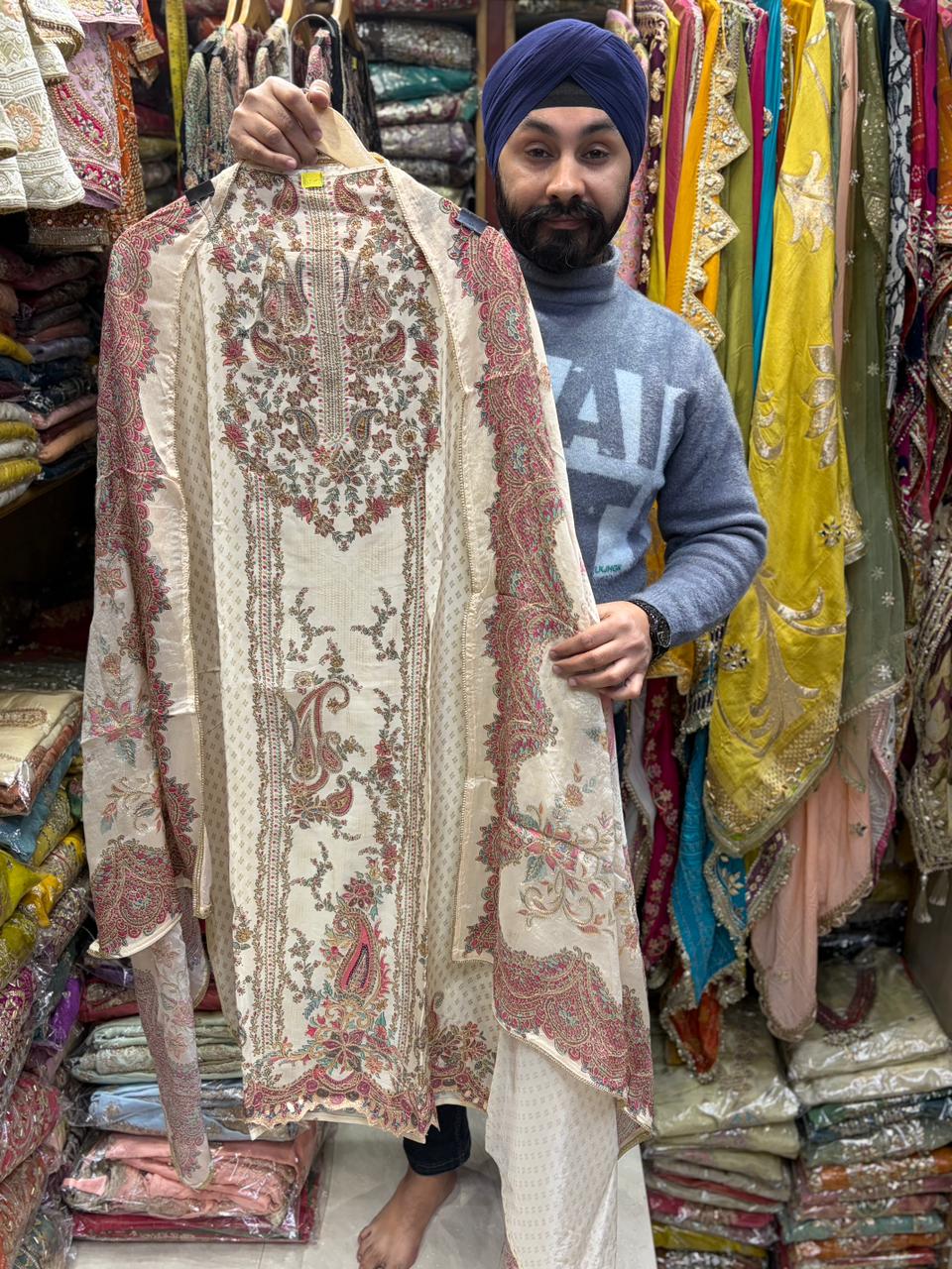 Pure Crepe Beautiful Zari work Suits