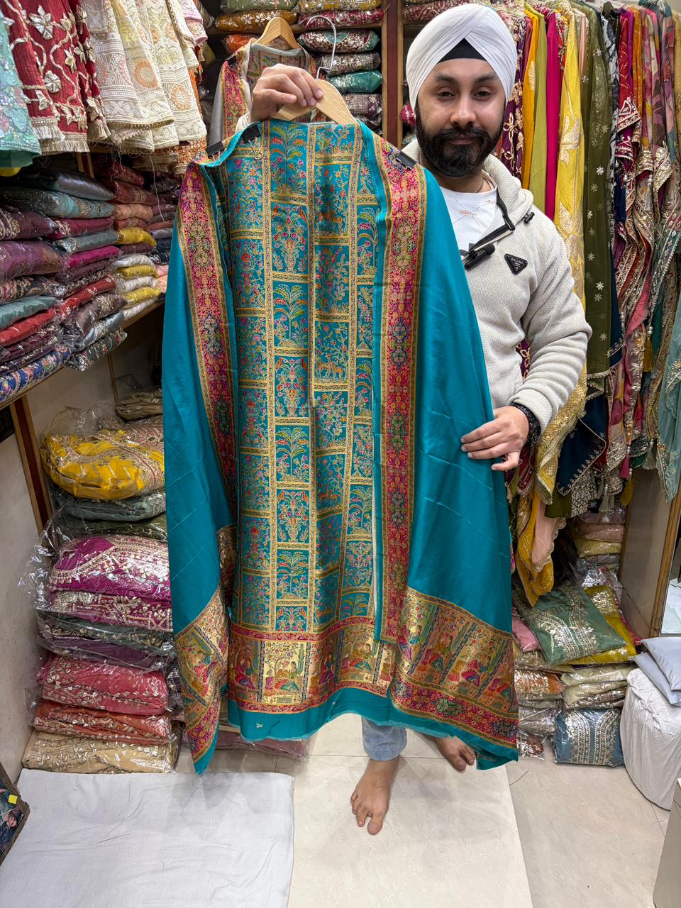 Pure Silk Position Heavy Jaal Dupatta Border