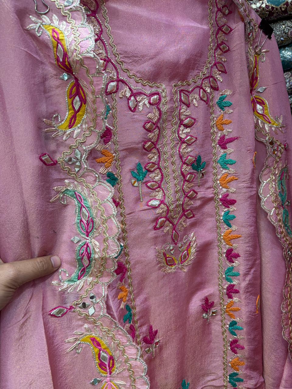 Designer GottaPatti and Mirror Work Unstitched Suit