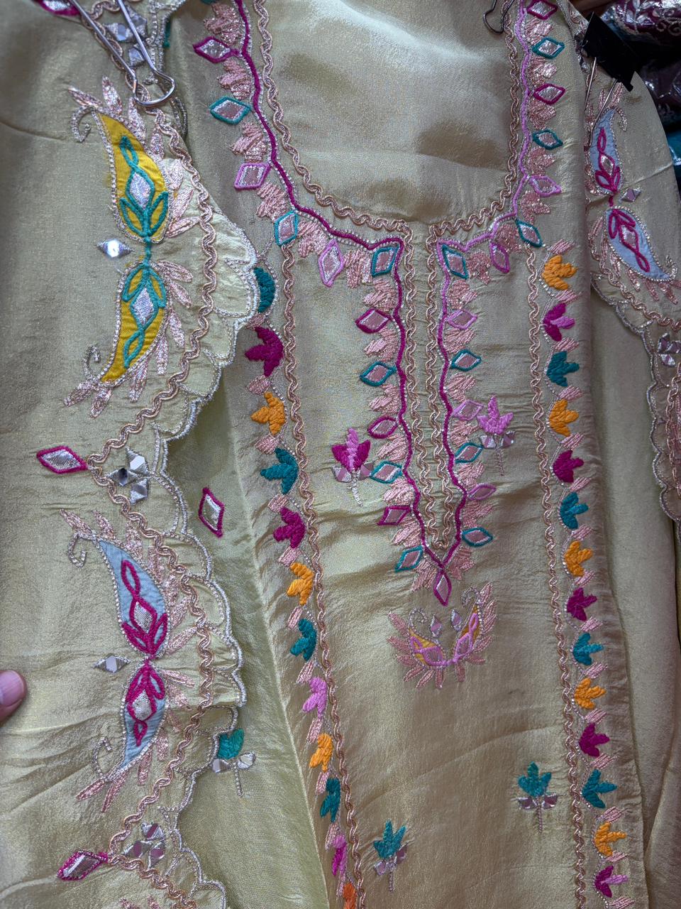 Designer GottaPatti and Mirror Work Unstitched Suit