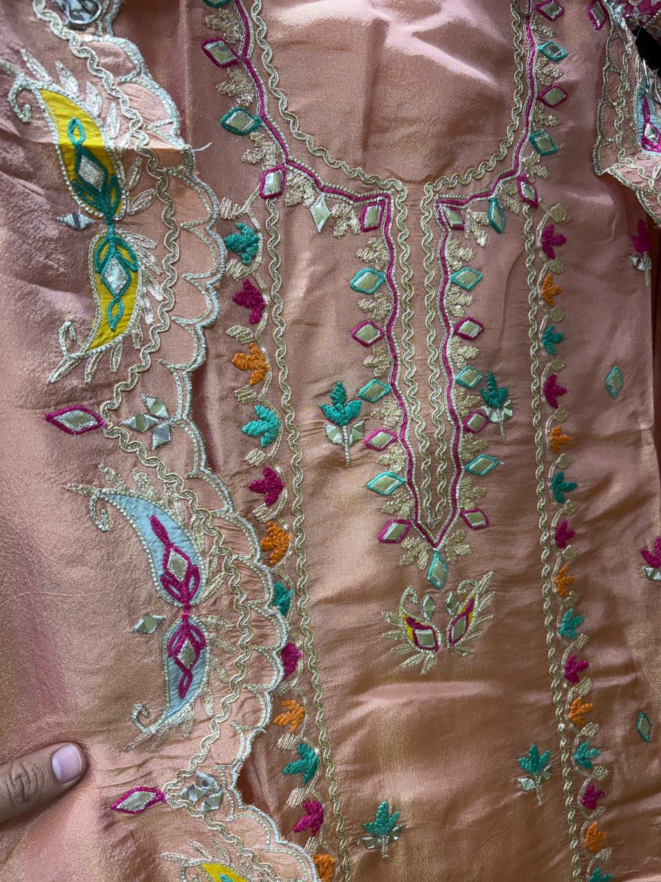 Designer GottaPatti and Mirror Work Unstitched Suit