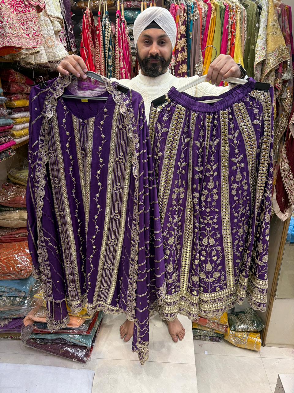 Pure Chinnon Zari Patra Beautiful Sharara