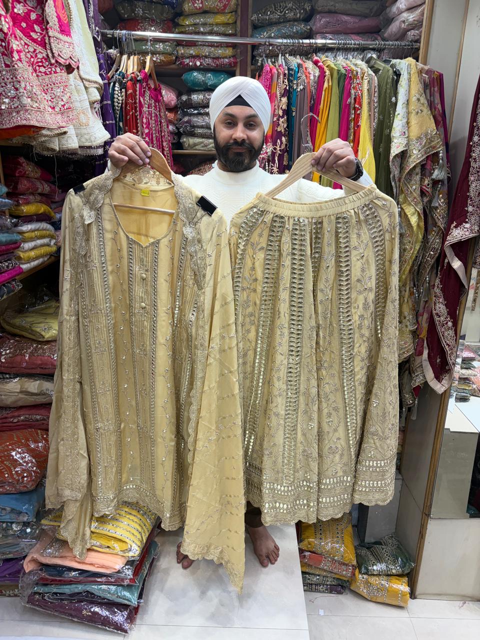 Pure Chinnon Zari Patra Beautiful Sharara