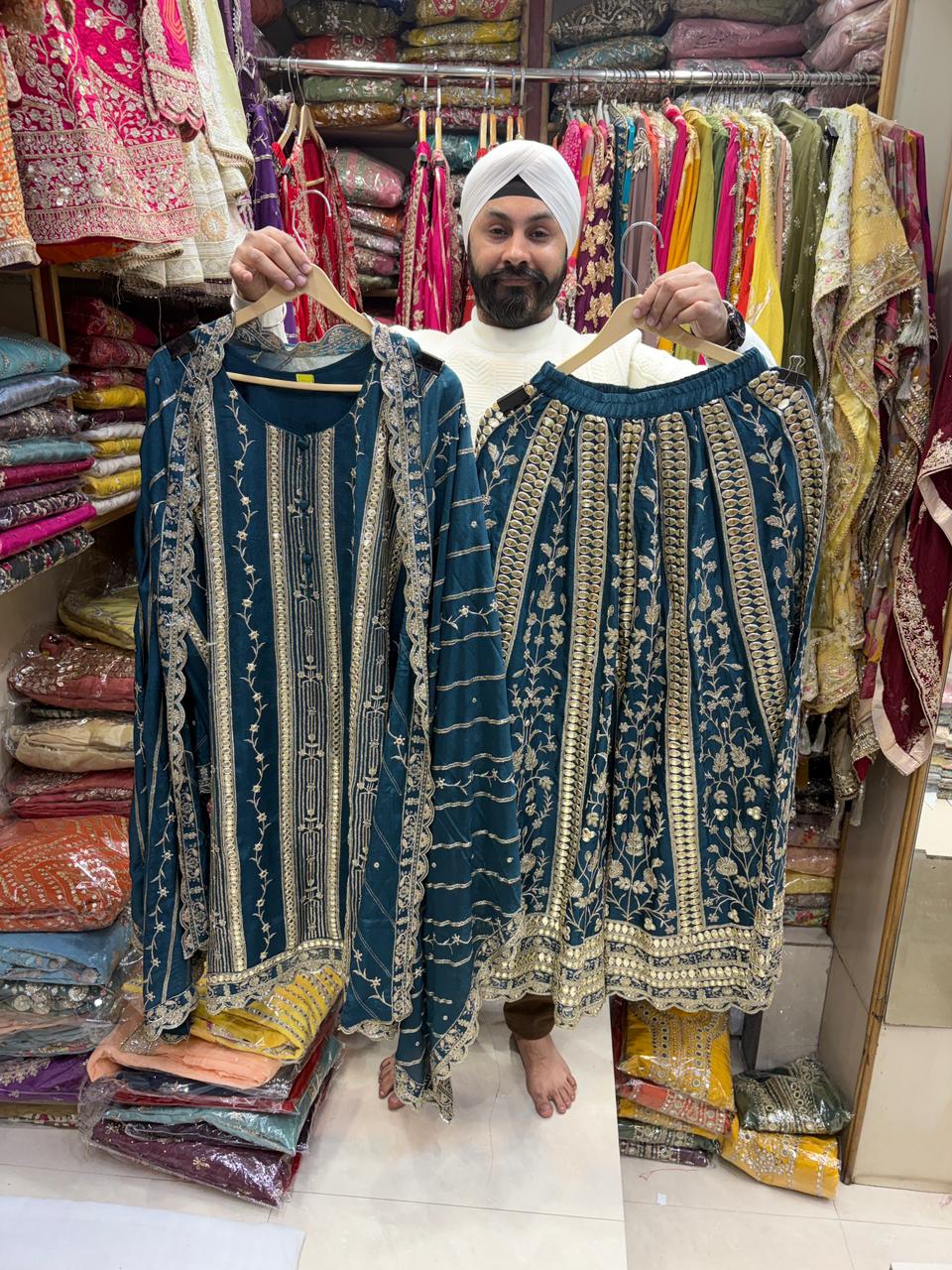 Pure Chinnon Zari Patra Beautiful Sharara