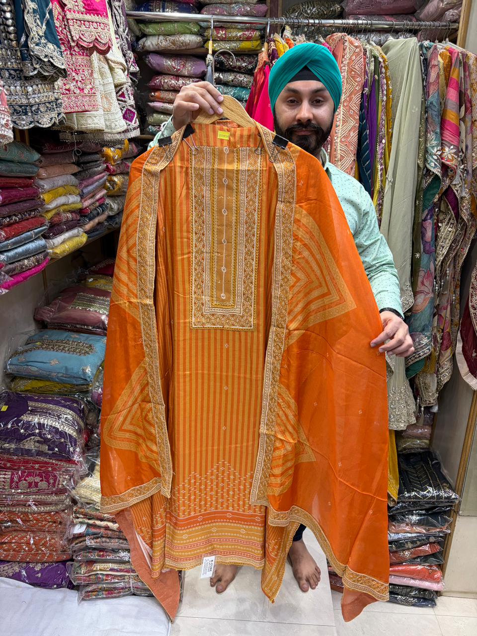 Pure Muslin Soft Organza Designer Dupatta  Suit