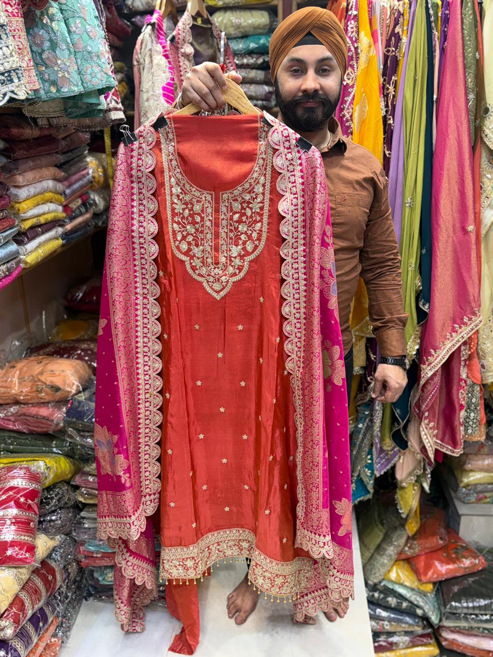 Shimmer Silk Zari Sequins Potli Suits