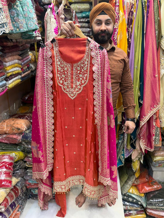 Shimmer Silk Zari Sequins Potli Suits