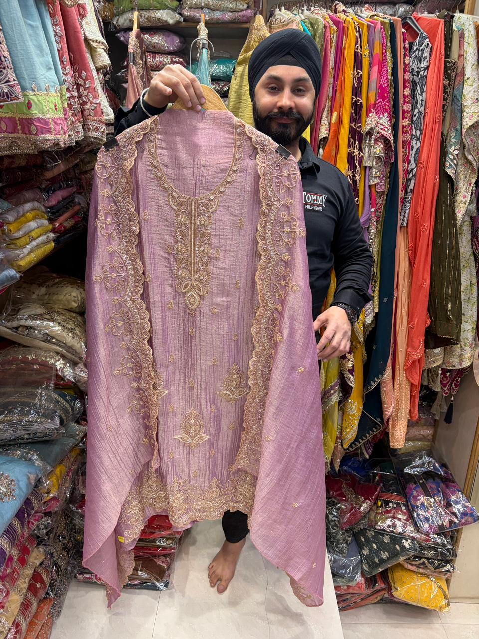 Crushed Shimmer Handwork Cutwork Design