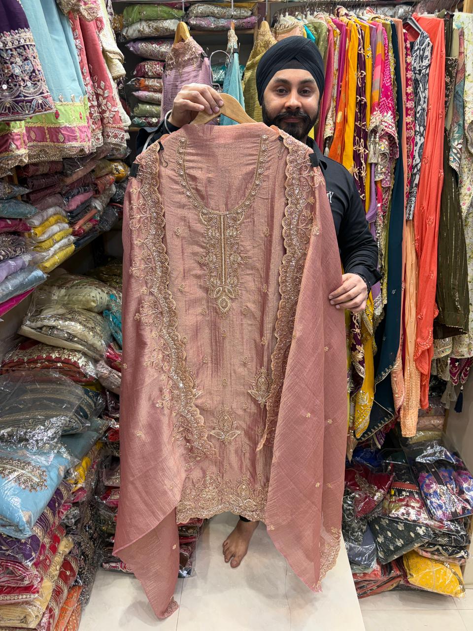 Crushed Shimmer Handwork Cutwork Design