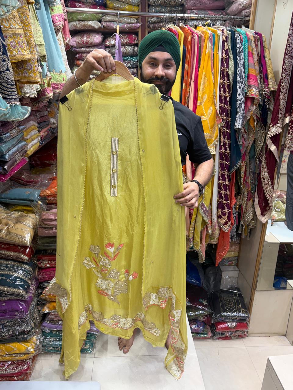 Shimmer Silk Thread Pearl Designer Suit