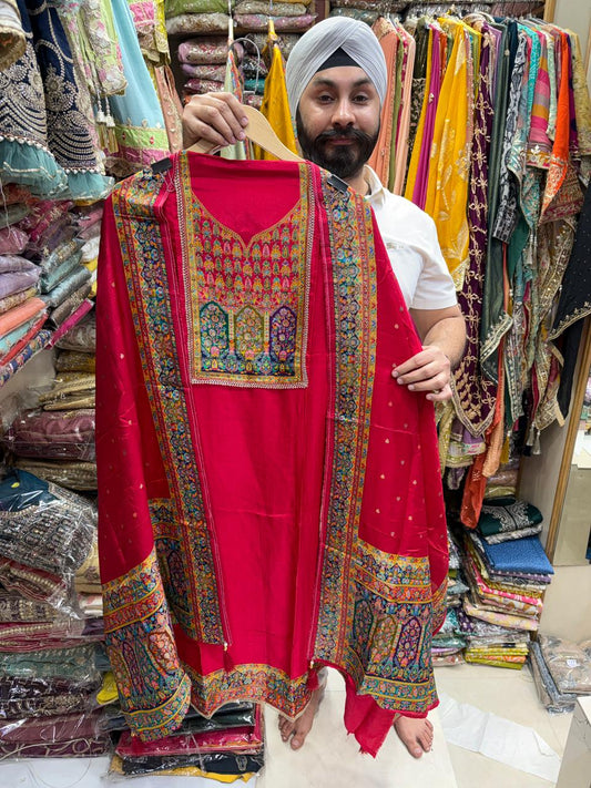 Opada Silk Position Weave Neckline with Dupatta Border