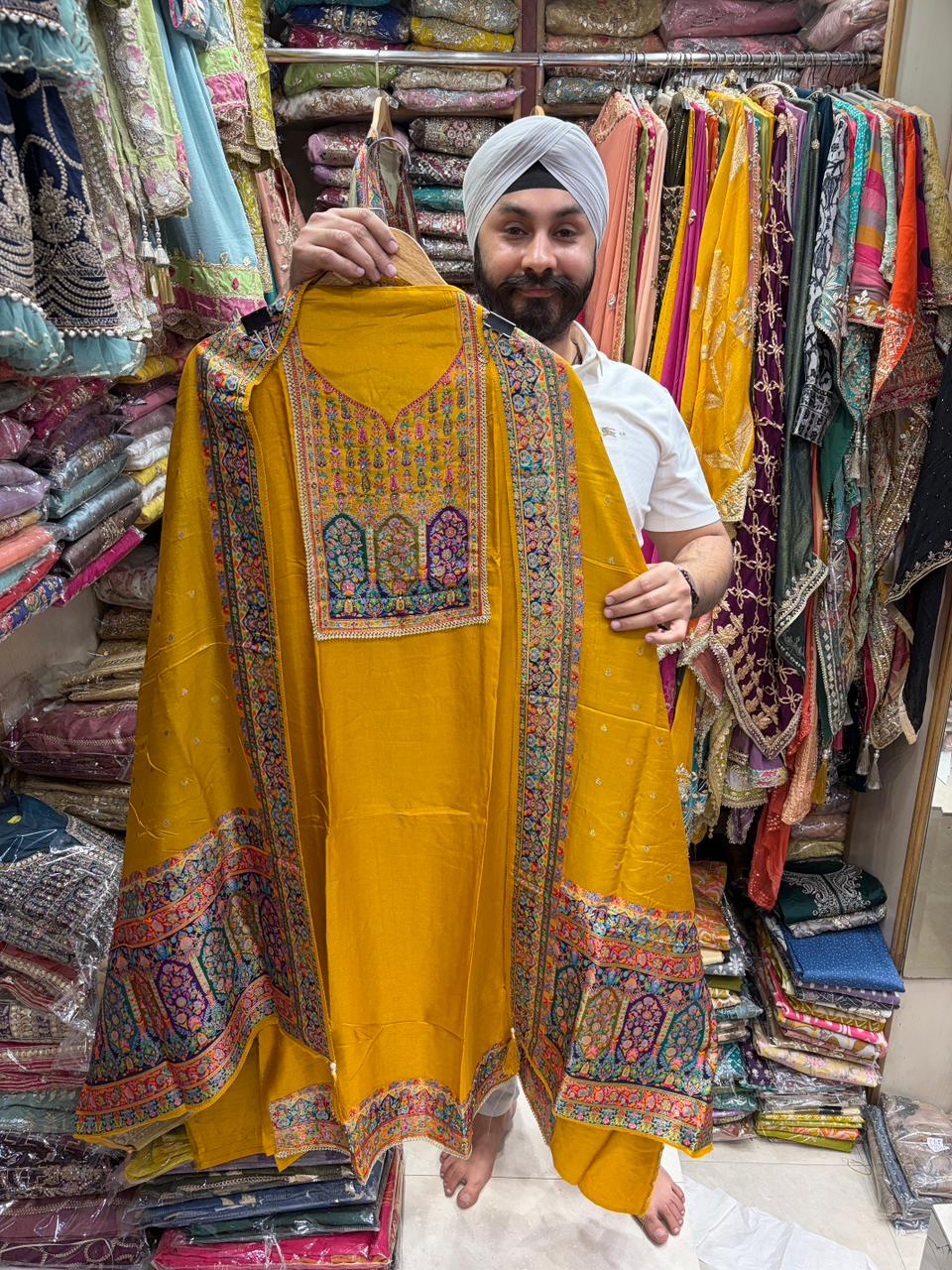 Opada Silk Position Weave Neckline with Dupatta Border