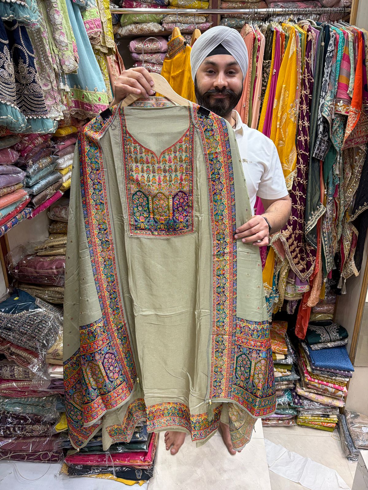 Opada Silk Position Weave Neckline with Dupatta Border