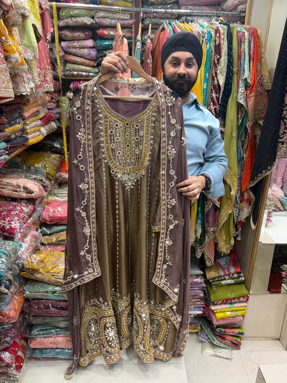 Celebrity Inspired Mirror Anarkali Dupatta Set