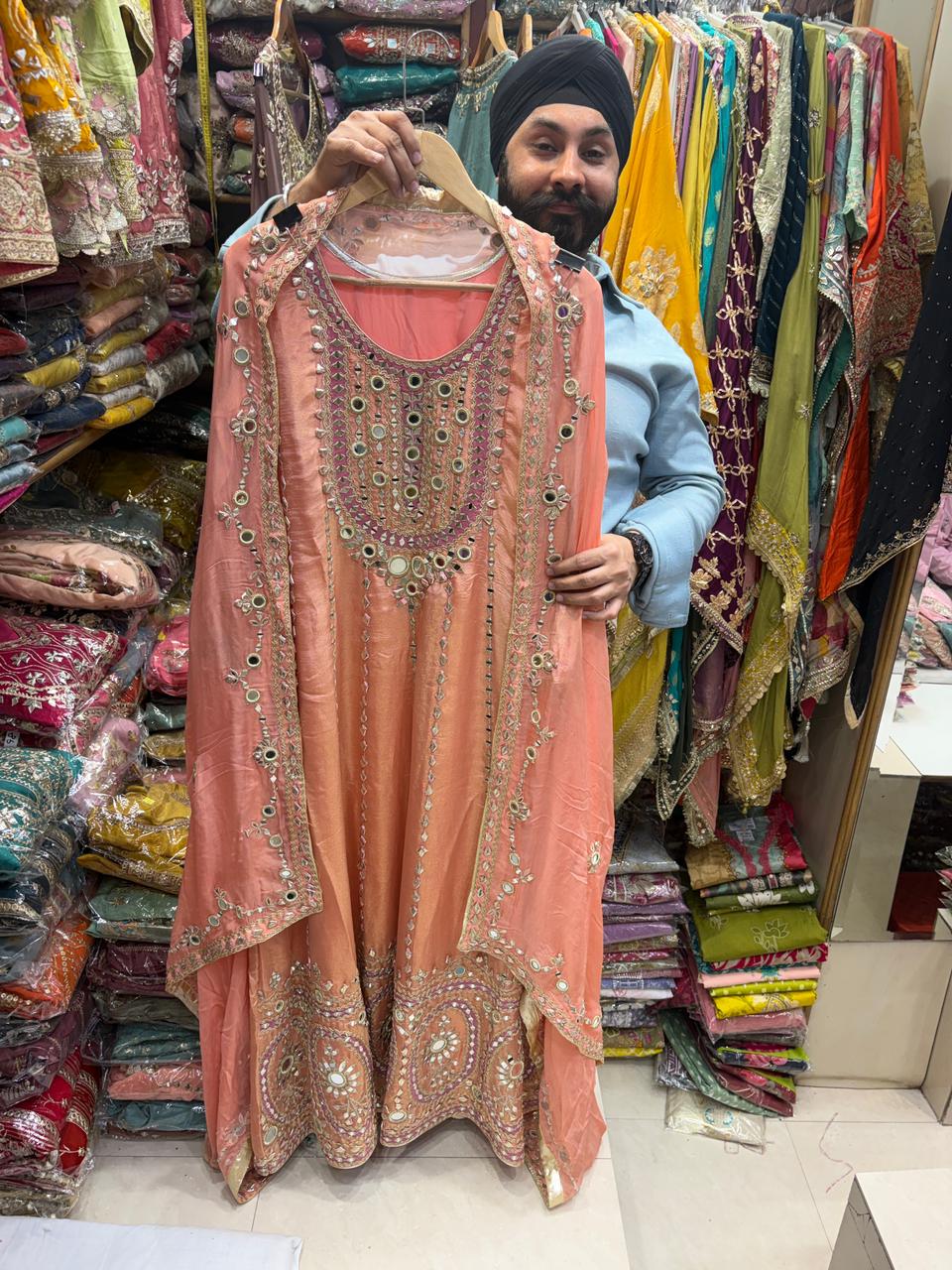 Celebrity Inspired Mirror Anarkali Dupatta Set
