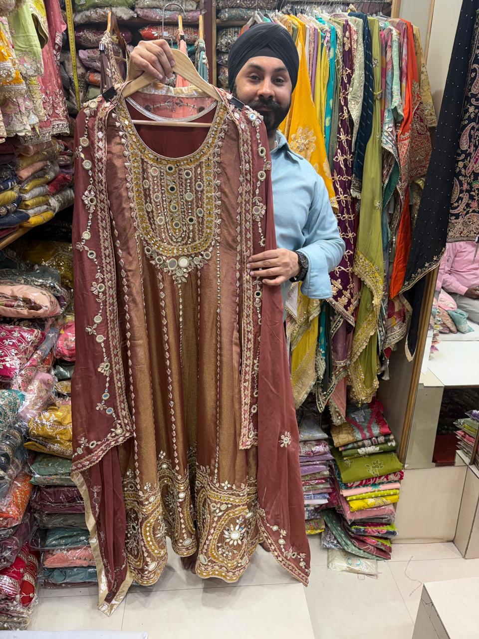 Celebrity Inspired Mirror Anarkali Dupatta Set