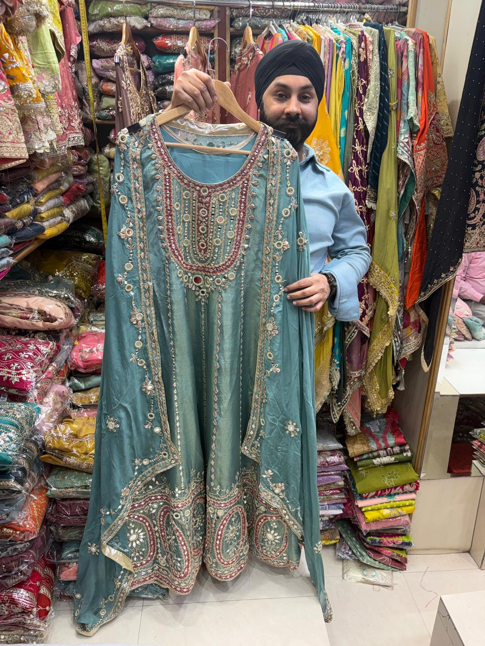 Celebrity Inspired Mirror Anarkali Dupatta Set
