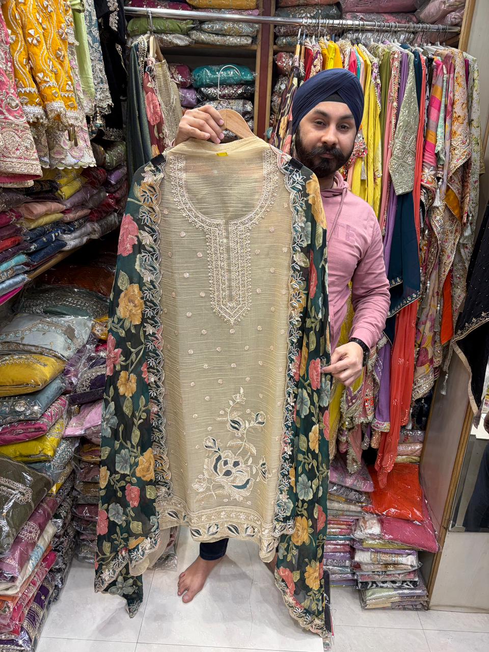 Ramazan Special Shimmer Pallachi Dupatta Suits