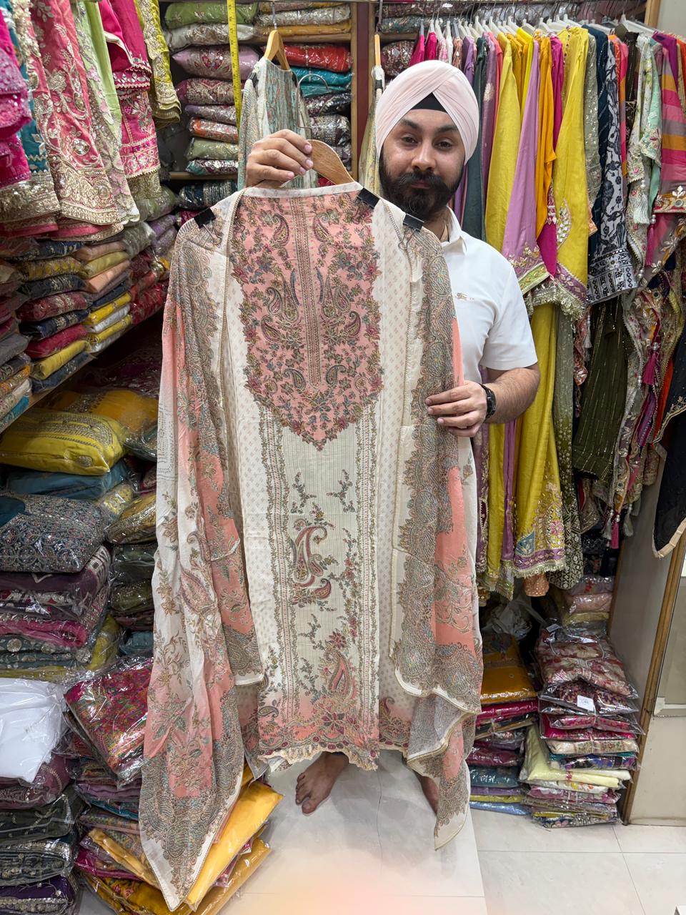 Pure Indian Crepe Zari Work Suits