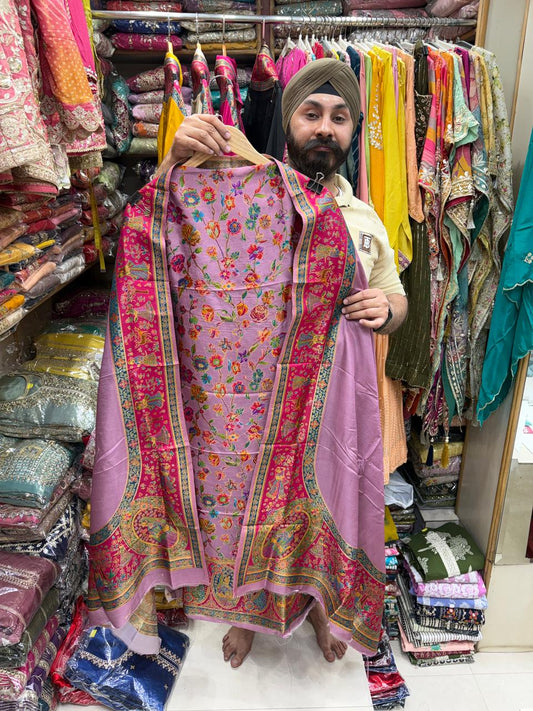 Pure Silk Weaving Front Jaal Flowers Ghera