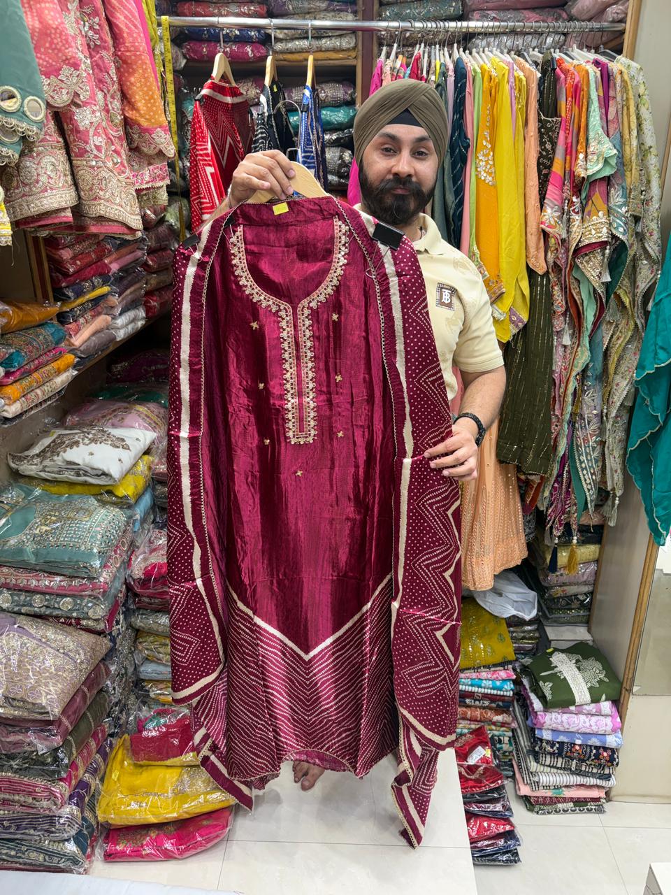 Gajji Vibrant Color Patra Neck - Design no 7