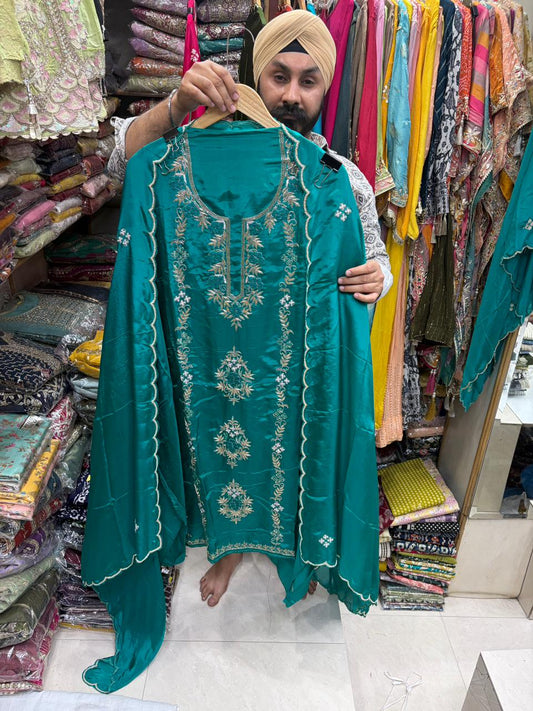 Glass Heavy Punjabi Dabka Salwar Work Suits