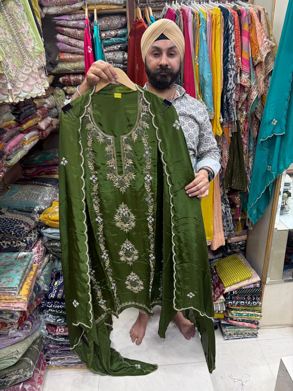 Glass Heavy Punjabi Dabka Salwar Work Suits
