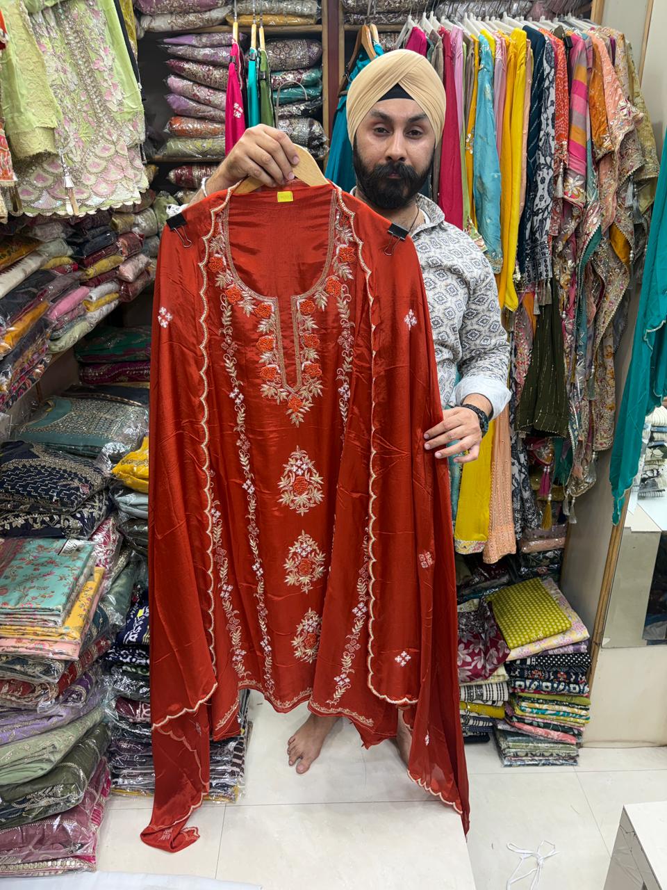 Glass Heavy Punjabi Dabka Salwar Work Suits